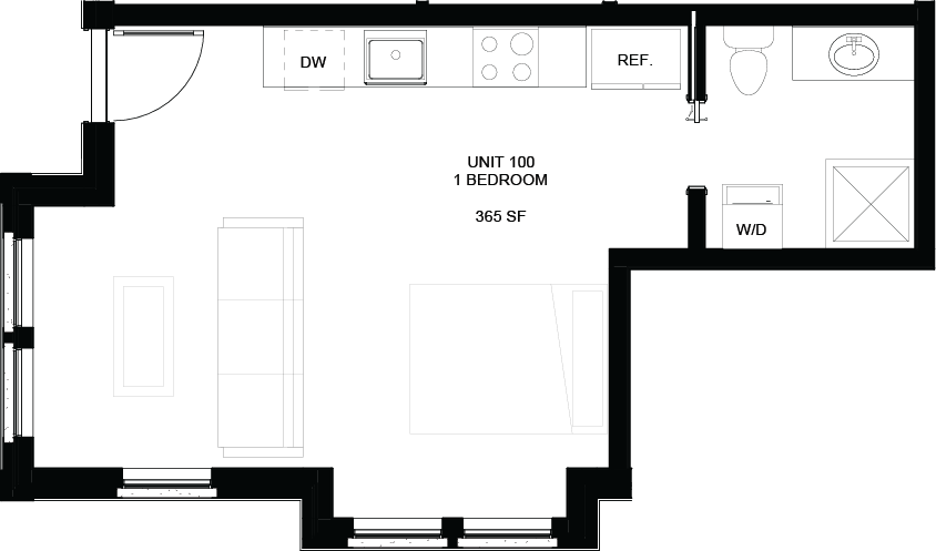 Floor plan for Unit 100