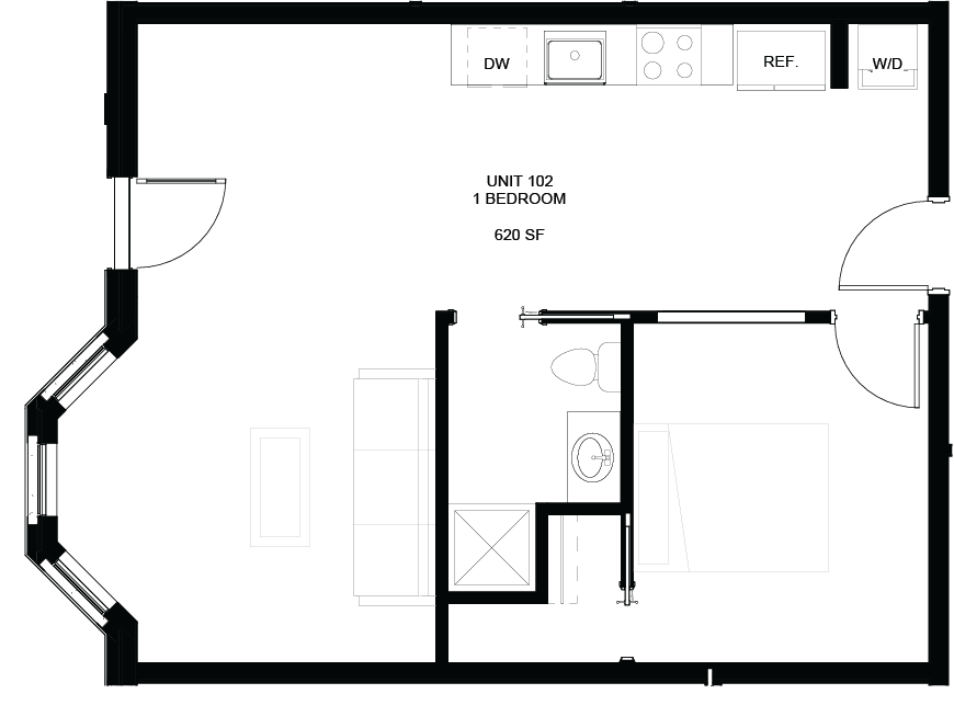 Floor plan for Unit 102