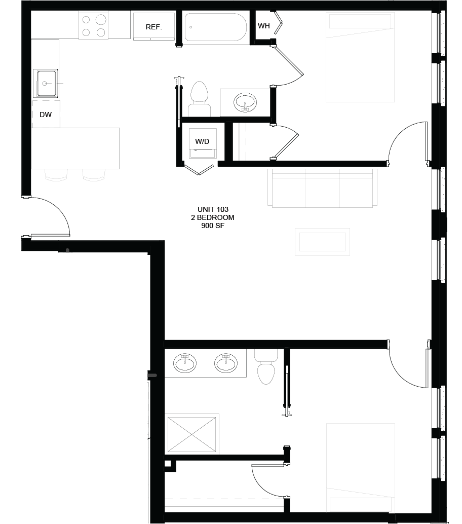 Floor plan for Unit 103