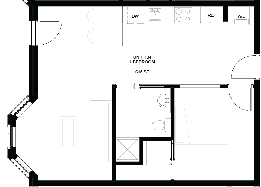 Floor plan for Unit 104