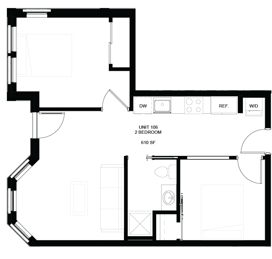 Floor plan for Unit 106