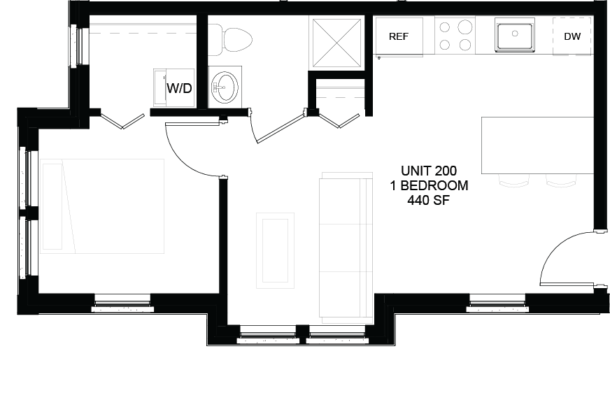 Floor plan for Unit 200