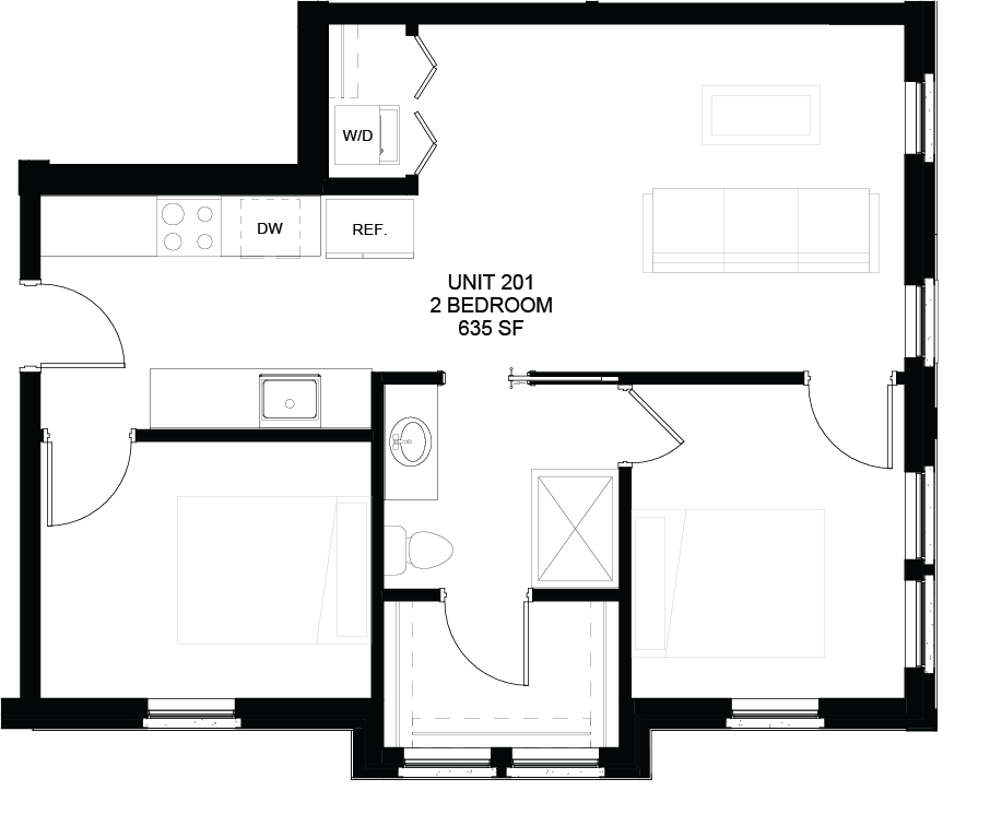 Floor plan for Unit 201
