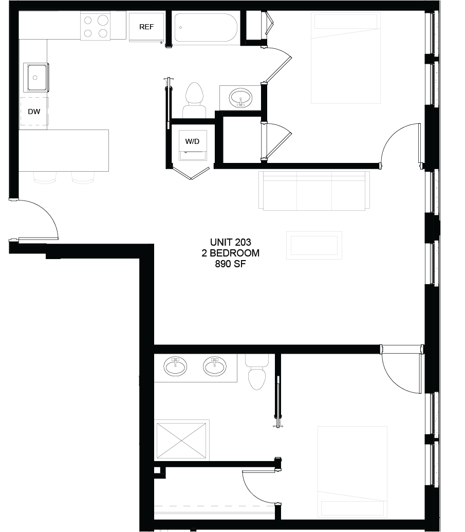 Floor plan for Unit 203