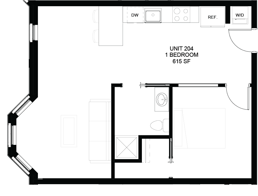 Floor plan for Unit 204