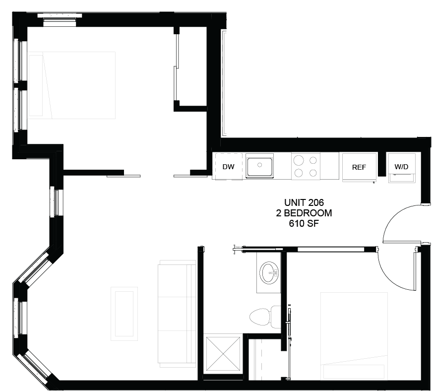 Floor plan for Unit 206