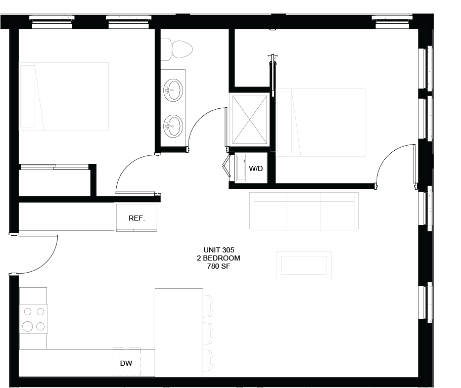 Floor plan for Unit 305