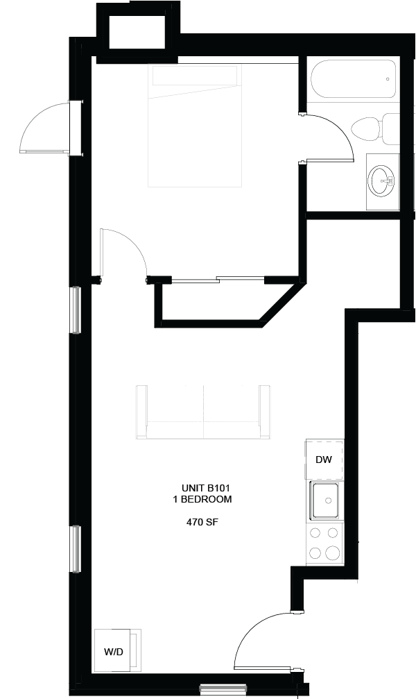 Floor plan for Unit B101