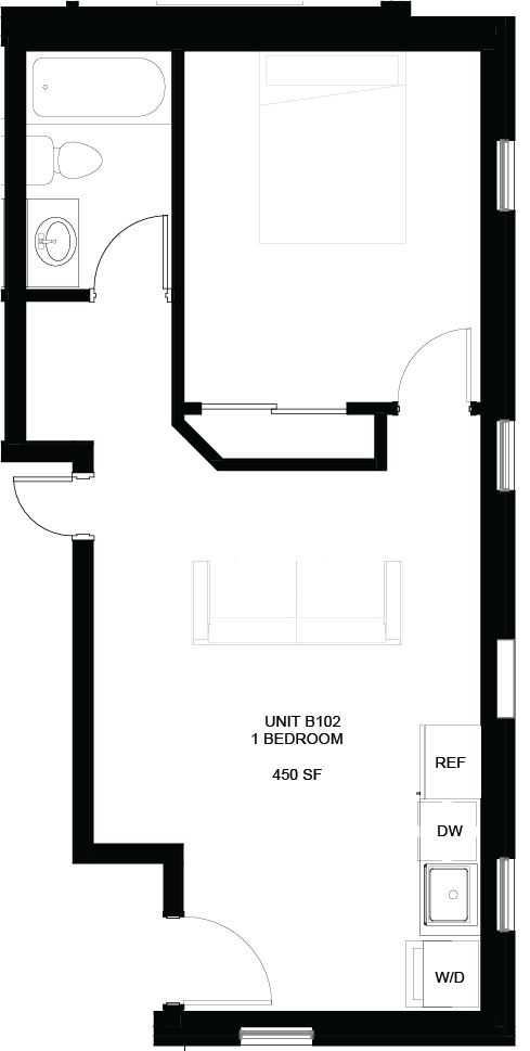 Floor plan for Unit B102
