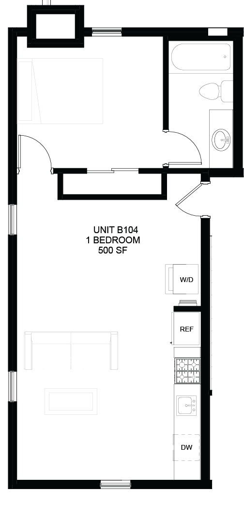 Floor plan for Unit B104