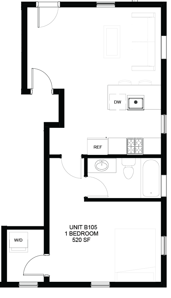 Floor plan for Unit B105